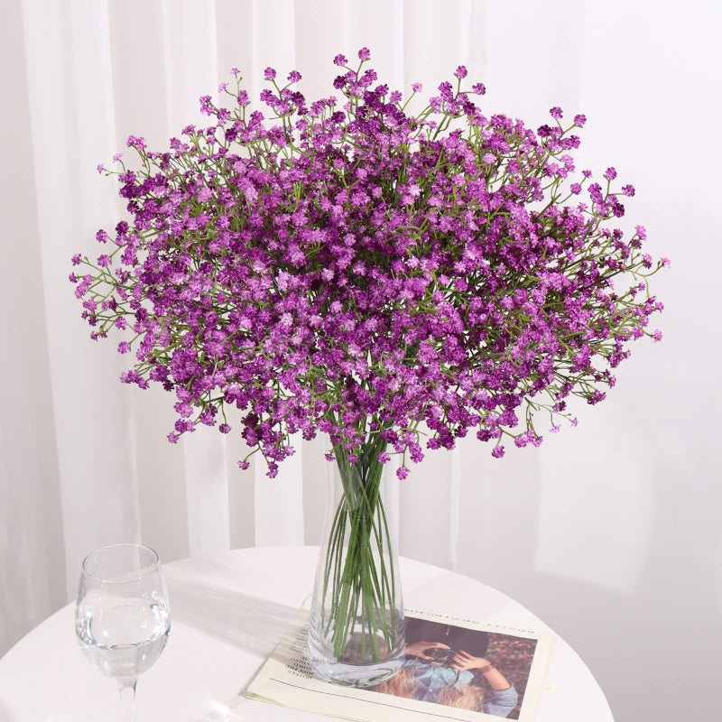 DEEMEI 15 PCS Babys Breath Artificial Flowers Fake Babys Breath Flowers Artificial Bulk Purple Gypsophila Bouquets Real Touch Faux Flowers for Wedding Floral Arrangement Party Home Decoration - Image 3